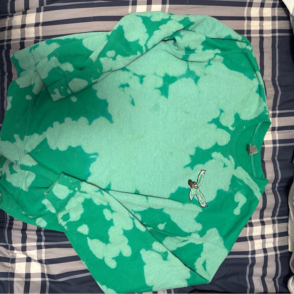 Eagles Green Tie-Dye Sweatshirt with Embroidered Logo